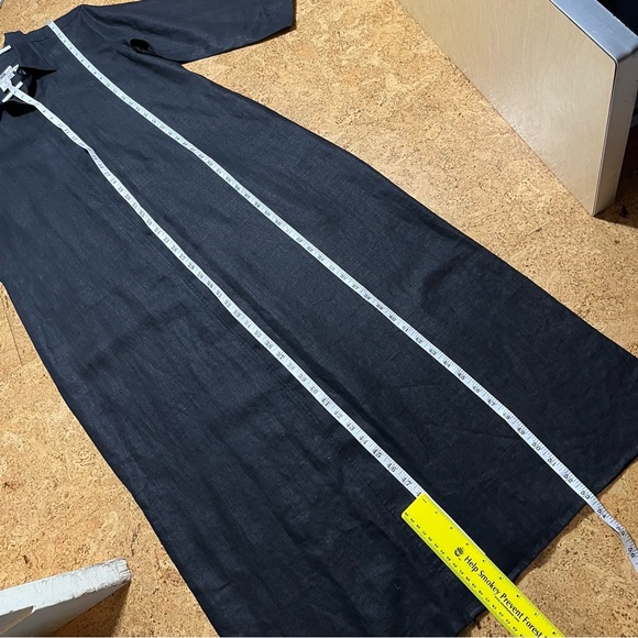 Coldwater Creek 100% Linen Full Button Down Shirt Dress In Black Sz L - Picture 12 of 14